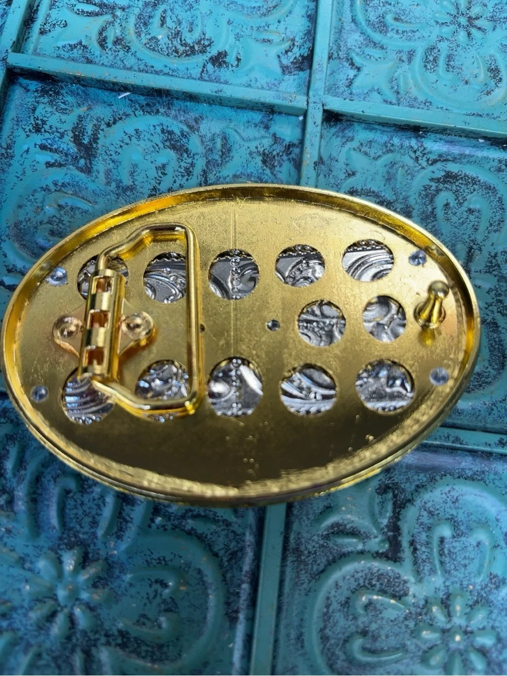 Western Longhorn Bull Gold Silver Belt Buckle